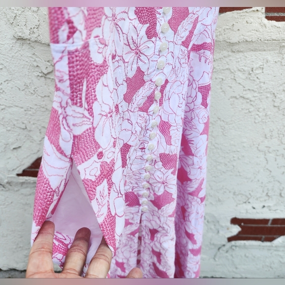 $659 THREE GRACES London embroidered cotton sleeveless strap 8 long midi dress - Picture 12 of 16